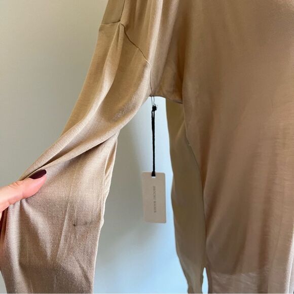 Brochu Walker Nadia Long Sleeve Silk Tee NEW Size Large in Tan - Picture 4 of 10